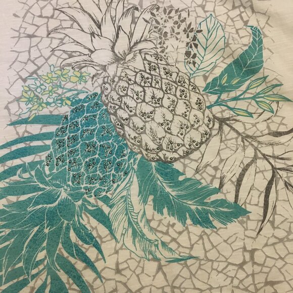 Olsen Europe Whimsical Tropical Pineapple Print Organic Cotton T-shirt - Picture 5 of 12